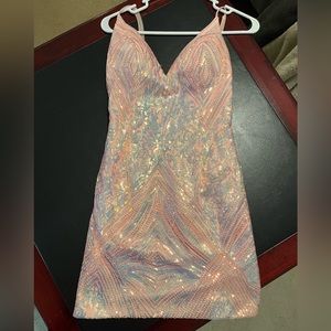 Pink shimmery party dress with sequins
